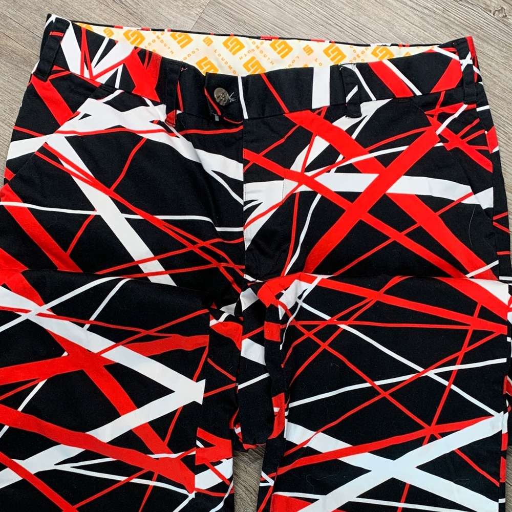 Men’s Loud Mouth Golf Pants Size 34 x 30L Black/Red/White